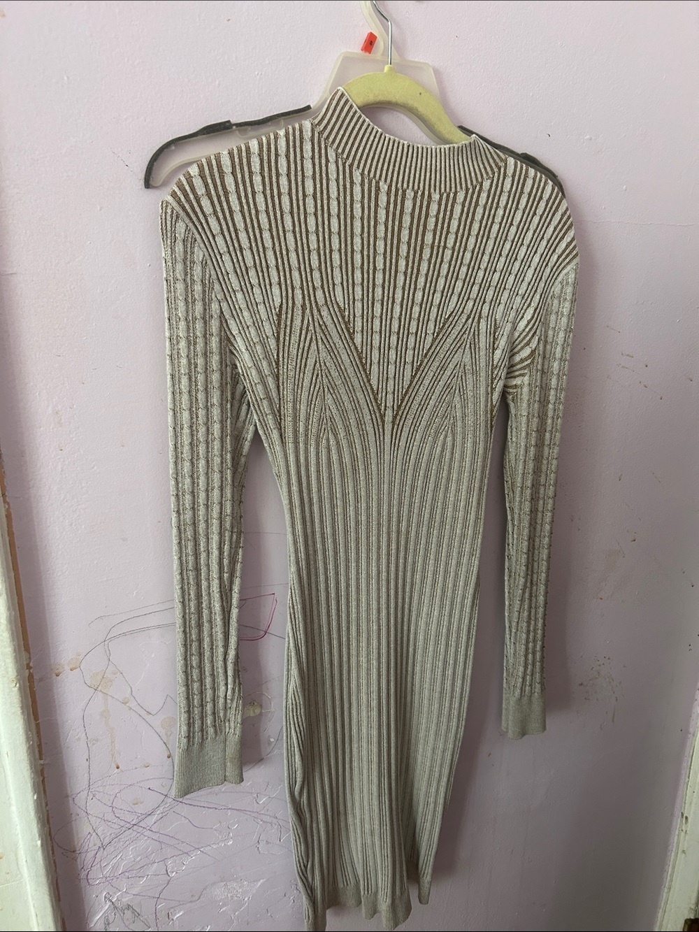 Almost Famous Gray Ribbed Long Sleeve Bodycon Dress
